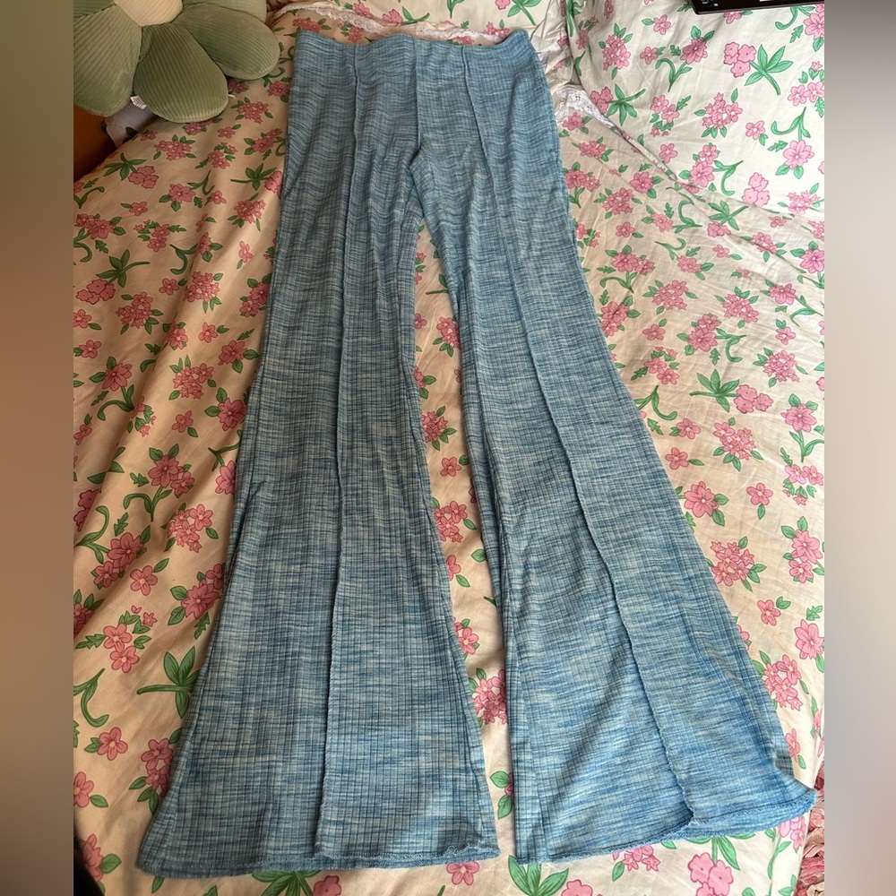 Blue Flared Leggings